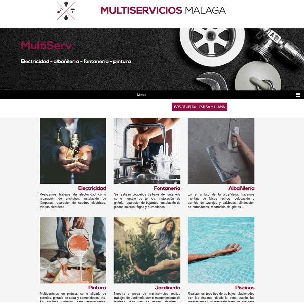 portada web de empresa de multiservicio en malaga
