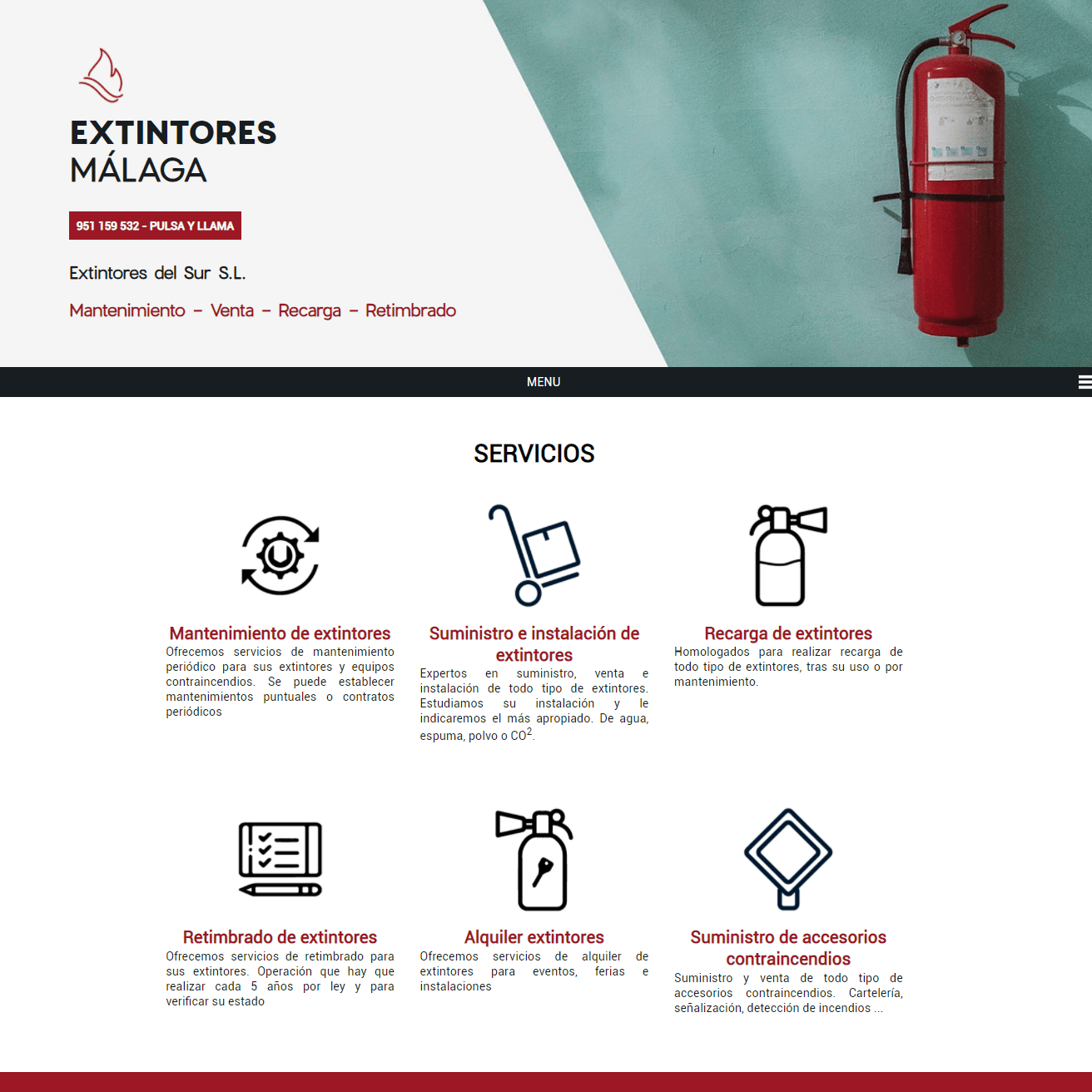 portada web servicios de extintores en malaga