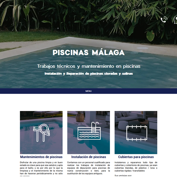 portada web de piscinas en malaga